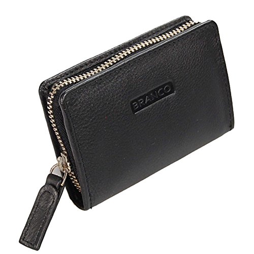 Branco Mini Reißverschluss Geldbörse Leder Geldbeutel Münzbörse GoBago (Schwarz) von GoBago
