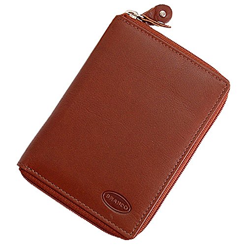 GoBago Branco funktionale Leder Damen Reißverschluss Geldbörse Geldbeutel Portemonnaie (Braun) von GoBago