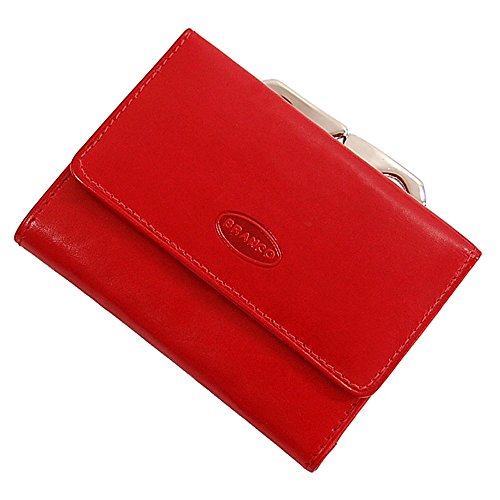 GoBago Bügelbörse Damen Leder Portemonnaie Geldbeutel Knipser 10,5 x 7,5 cm (Rot) von GoBago