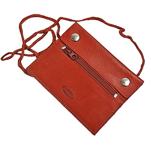 GoBago Branco Kleiner Leder Brustbeutel Brusttasche Security Wallet super Flach (braun) von GoBago