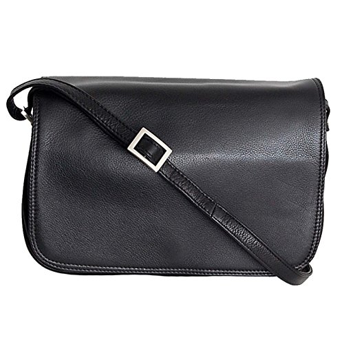 GoBago Praktische Damen Umhängetasche Schultertasche Leder Handtasche (Schwarz) von GoBago