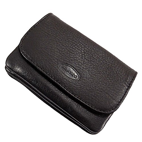 Branco praktische kleine Leder Herren Gürtelbörse aus Rindleder, Geldbörse in 3 Farben Portemonnaie mit Schlaufen für Gürtel, Geldbeutel 10 x 7 cm (Schwarz) von GoBago