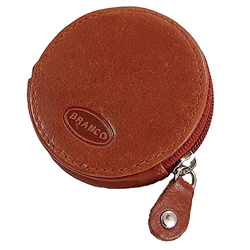 Runde Münzbörse Mini Leder Geldbörse Geldbeutel Portemonnaie Partybörse Börse (Braun) von GoBago