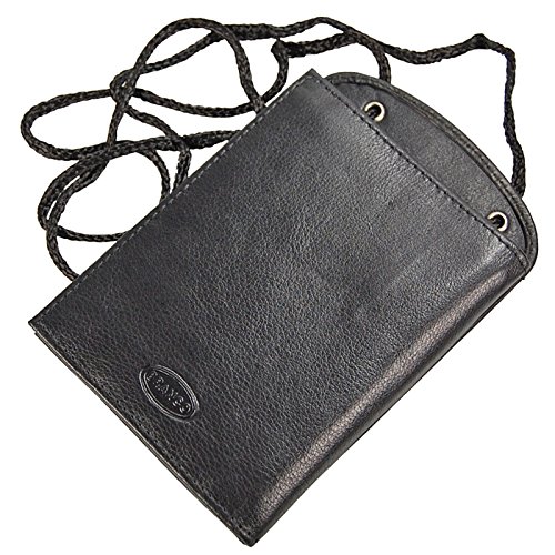 GoBago Aufwendiger Leder Brustbeutel Brusttasche Umhängebeutel Geldbeutel Security Wallet (schwarz) von GoBago