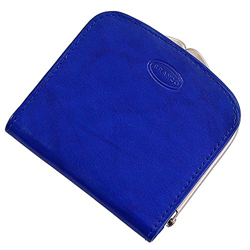 Damen Geldbörse Portemonnaie Geldbeutel Rindleder 6 Farben Bügel Börse Knipser 9,5 x 9,5 cm GoBago (Blau) von GoBago