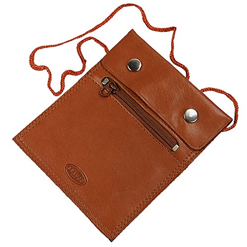 GoBago BRANCO sehr flacher Leder Brustbeutel Brusttasche Umhängebeutel Geldbeutel Security Wallet in verschiedenen Farben verfügbar (braun) von GoBago