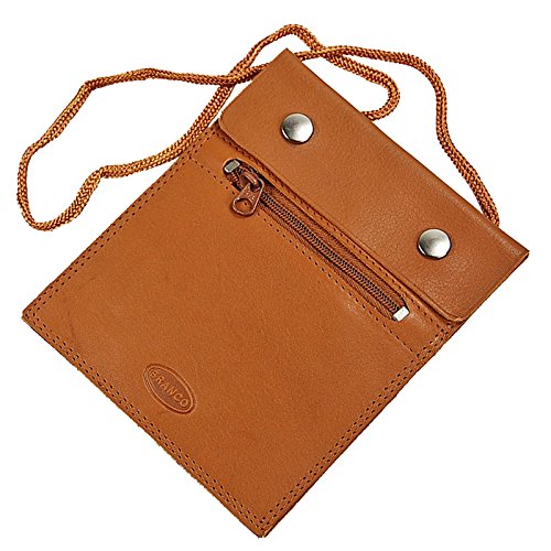 GoBago BRANCO sehr flacher Leder Brustbeutel Brusttasche Umhängebeutel Geldbeutel Security Wallet in verschiedenen Farben verfügbar (natur) von GoBago