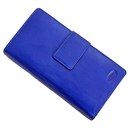 GoBago Leder Damen Geldbörse Börse Portemonnaie Geldbeutel (Blau) von GoBago
