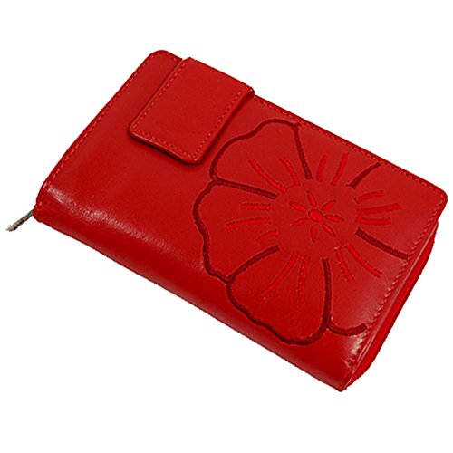 GoBago Leder Damen Geldbörse Portemonnaie Geldbeutel Damenbörse (Rot) von GoBago