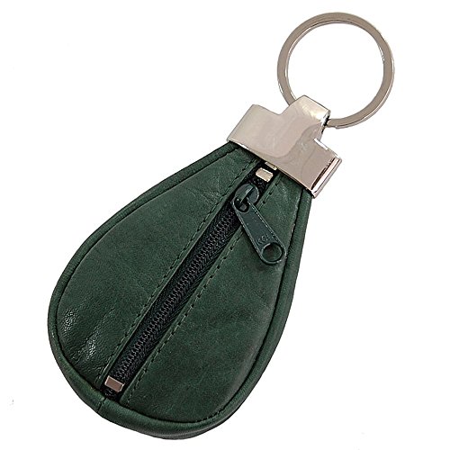Schlüsselanhänger Leder Geldbeutel Börse Schlüssel Schlüsseletui Mini Geldbörse Schlüsseltasche Schlüsselanhänger mit Reißverschlussfach Minibörse (Grün) von GoBago