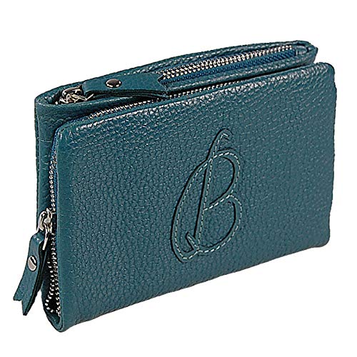 GoBago Damen Geldbörse Leder Damengeldbeutel mit RFID Schutz Damenbörse Börse (Petrol) von GoBago