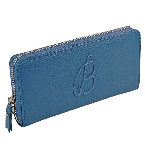 GoBago Damen Geldbörse Leder Portemonnaie Geldbeutel Damenbörse mit RFID Schutz (Blau) von GoBago