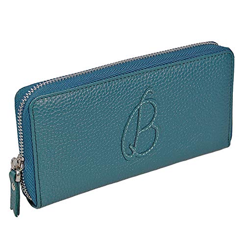GoBago Damen Geldbörse Leder Portemonnaie Geldbeutel Damenbörse mit RFID Schutz (Petrol) von GoBago