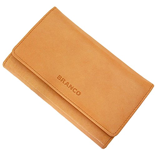 GoBago Damen Langbörse Leder Portemonnaie Geldbeutel Damenbörse Knipsverschluß (Natur) von GoBago