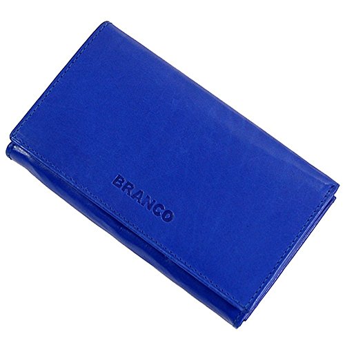 GoBago Damen Leder Geldbörse Portemonnaie Münzfach mit Reißverschluß Geldbeutel (Blau) von GoBago