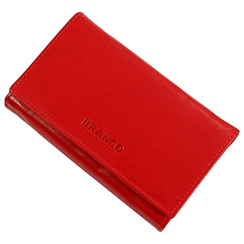 GoBago Damen Leder Geldbörse Portemonnaie Münzfach mit Reißverschluß Geldbeutel (Rot) von GoBago