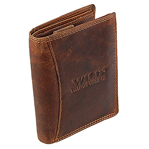 GoBago Herren Geldbörse Leder Portemonnaie RFID Schutz Geldbeutel Portmonee (Hochformat) von GoBago