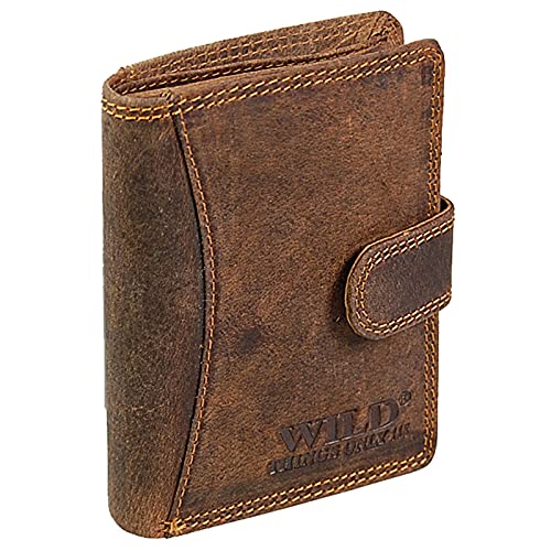 GoBago Herren Leder Geldbörse Echtleder Portemonnaie RFID Schutz Geldbeutel Portmonee (Hochformat mit Riegel) von GoBago