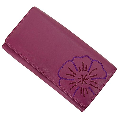 GoBago Leder Damen Geldbörse Portemonnaie Langbörse Geldbeutel (Berry) von GoBago