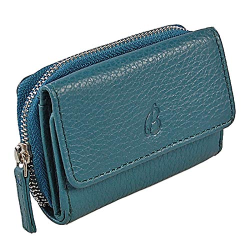 GoBago Mini Geldbörse Echt Leder Damen Geldbeutel Portmonee Minibörse Partybörs (Petrol) von GoBago