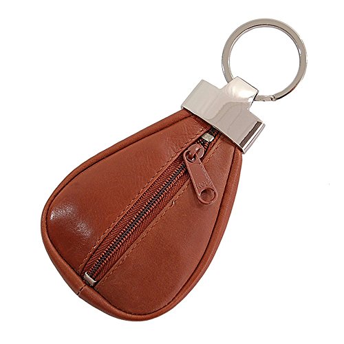 GoBago Schlüsselanhänger Leder Geldbeutel Börse Schlüssel Schlüsseletui Mini Geldbörse Schlüsseltasche Schlüsselanhänger mit Reißverschlussfach Minibörse (Braun) von GoBago