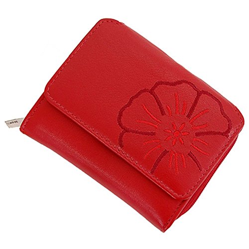 Leder Geldbörse Portemonnaie Geldbeutel Damenbörse (Rot) von GoBago