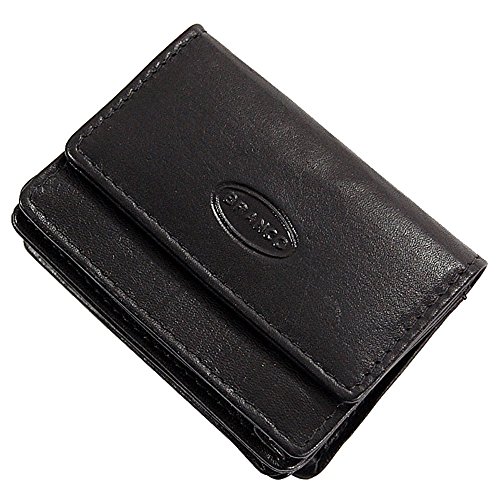 GoBago Münzbörse Leder Minibörse kleines Portemonnaie Geldbörse (Schwarz) von GoBago