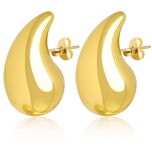 Dupes Goldene Ohrringe - 18K Gold Drop Earrings mit Hypoallergenen Schleifen für Damen & Mädchen von GoBene