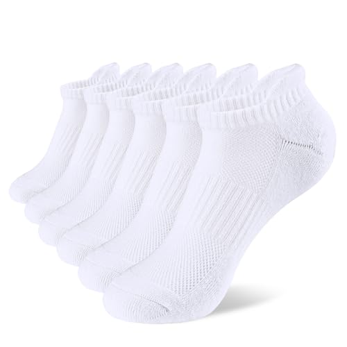 GoBene Baumwolle Sportsocken Damen 35-38 Sneaker Socken Herren 35-38 Atmungsaktiv füßlinge Damen Herren Kurz Gepolsterte Laufsocken weiß Trekkingsocken Wandersocken 3 Paar von GoBene