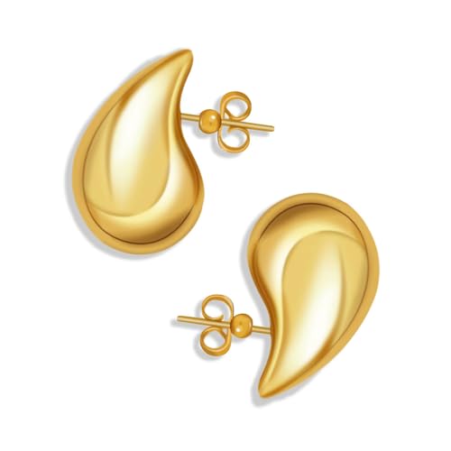 Ohrringe Dupes 18K Ohrringe Gold Drop Earrings Goldene Ohrringe Damen Hypoallergene Schleifen Ohrringe Leichte Waterdrop Hollow Ohrringe für Damen Mädchen von GoBene