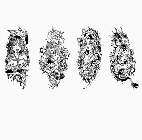 1 Set Mit 4 Stück Drachenmädchen-Arm Großes Bild Blumenarm Pflanzliche Temporäre Tattoo-Aufkleber Gefälschter Saft Semi-Permanent Hält 2 Wochen Männer Und Frauen Wasserdicht 1 Set Mit 4 Stück Drachenmädchen-Arm Großes Bild Blumenarm Pflanzliche Temporäre Tattoo-Aufkleber Gefälschter Saft Semi-Permanent Hält 2 Wochen Männer Und Frauen Wasserdicht von GoDdis
