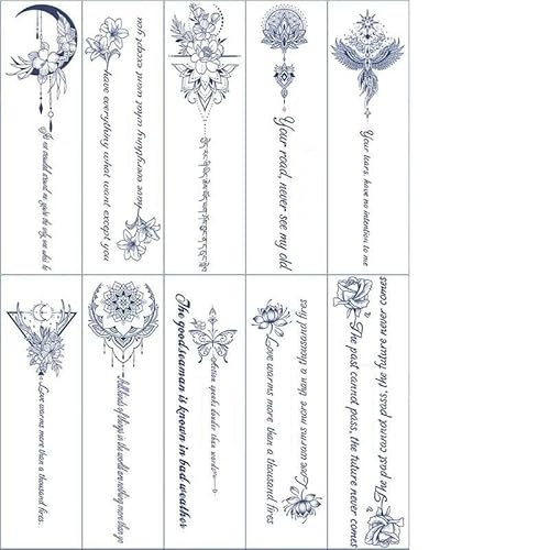 10 Temporäre Tattoo-Aufkleber Für Frauen Auf Dem Rücken Mit Englischen Buchstaben Saftpflanzentinte Wasserfest Semipermanent Und 2 Wochen Haltbar Sexy Simulationstattoo von GoDdis
