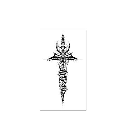 2 Bögen Temporäre Tattoo-Sticker Cross Gothic Für Damen Und Herren Saftpflanzentinte Wasserfest Semipermanent Und Langlebig Für 2 Wochen Nicht Reflektierende Rückseite von GoDdis