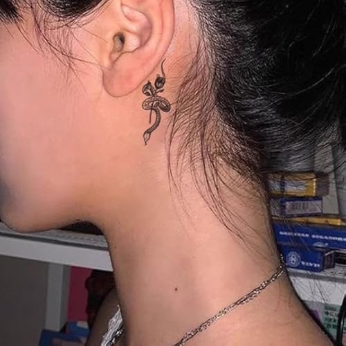 2 Stück Rose Snake Kleines Muster Hinter Dem Ohr Echte Nicht Reflektierende Temporäre Kräutertattoos Aufkleber Gefälschte Anti-Reibung Männer Und Frauen Semi-Permanent Hält 2 Wochen 2 Stück Rose Snake Kleines Muster Hinter Dem Ohr Echte Nicht Reflektierende Temporäre Kräutertattoos Aufkleber Gefälschte Anti-Reibung Männer Und Frauen Semi-Permanent Hält 2 Wochen von GoDdis