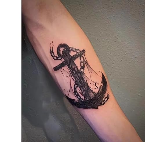 2 Stück Temporäre Pflanzliche Tattoo-Aufkleber, Gefälschter Anker-Armsaft, Für Frauen Und Männer, Semipermanent, Nicht Reflektierend, Wasserdicht, Hält 2 Wochen von GoDdis