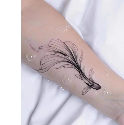 2 Stück Temporäre Pflanzliche Tattoo-Aufkleber, Gefälschter Koi-Goldfischsaft, Für Frauen Und Männer, Semipermanent, Nicht Reflektierend, Wasserdicht, Hält 2 Wochen von GoDdis