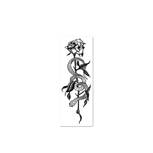 2 Stück Temporäre Tattoo-Aufkleber Schlange Rose Blumensaft Pflanzentinte Für Damen Und Herren Wasserfest Semipermanent Und Langlebig Für 2 Wochen Ohne Reflexion von GoDdis