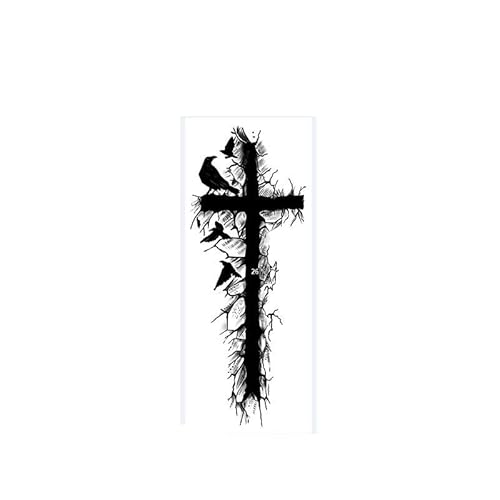 2 Temporäre Tattoo-Aufkleber Dark Crow Cross Juice Plant Ink Für Frauen Und Männer Wasserfest Semipermanent Und Langlebig Für 2 Wochen Nicht Reflektierend von GoDdis