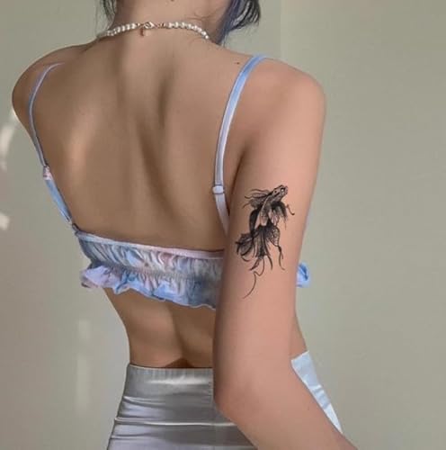 Anti-Rub-Nicht Reflektierender Temporärer Koi-Kräuter-Tattoo-Aufkleber Mit Künstlichem Saft, Semi-Permanent, Hält 2 Wochen, Wasserdicht, Narbenabdeckung Für Frauen Und Männer von GoDdis