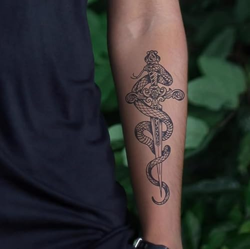 Dominierender Trend Unterarm Schlange Umwickelt Dolch Pflanzliche Temporäre Tattoo Aufkleber Gefälschte Wasserdichte Männer Und Frauen Blume Arm Semi-Permanent Hält 2 Wochen Dominierender Trend Unterarm Schlange Umwickelt Dolch Pflanzliche Temporäre Tattoo Aufkleber Gefälschte Wasserdichte Männer Und Frauen Blume Arm Semi-Permanent Hält 2 Wochen von GoDdis