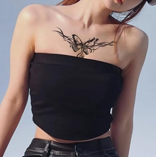 Heiße Mädchen Brust Taille Oberschenkel Schmetterling Pflanzliche Temporäre Tattoo Aufkleber Gefälschte Weibliche Männliche Wasserdichte Ins Stil Narbenabdeckung Semi-Permanent Anhaltende 2 Wochen von GoDdis