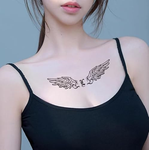 Kleine Halbpermanente Engelsflügel Für Brust Und Hals, 2 Wochen Haltbar, Pflanzliche Temporäre Tattoo-Aufkleber, Gefälschte Männer Und Frauen, Wasserdicht von GoDdis
