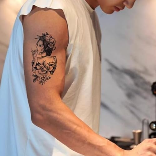 Männer Und Frauen Halben Arm Blume Arm Geisha Kräuter Temporäre Tattoo Aufkleber Gefälschte Saft Semi-Permanent Hält 2 Wochen von GoDdis