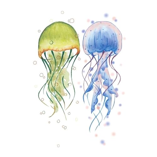 Qualle Tango Literarische Temporäre Tattoo Aufkleber Handbemalt Aquarell Mädchen Handgelenk Hals Wasserdicht Paar Tattoo Aufkleber Fake Tattoo von GoDdis