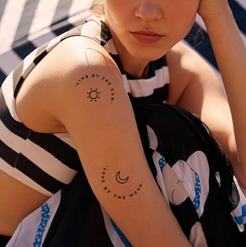 Stück Sonne Mond Englische Buchstaben Pflanzliche Temporäre Tattoo Aufkleber Gefälschte Waschbar Anti-Rub Art Männer Und Frauen Semi-Permanent Dauerhaft 2 Wochen von GoDdis