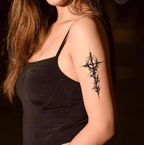 Temporäre Tätowierung Im Mit Kreuz Und Blume Am Arm, Pflanzlicher Aufkleber, Gefälschter Saft Für Männer, Semipermanent, Wasserdicht, Waschbar, Nicht Reflektierend von GoDdis