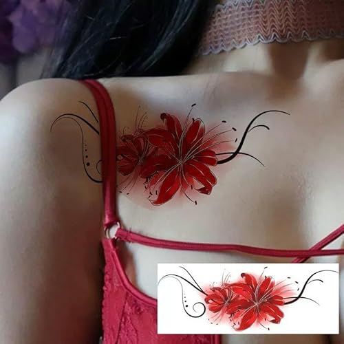 Temporäre Tattoo-Aufkleber Wasserdicht Für Damen Langlebig Simulation Kleine Frische Sexy Kirschblüten-Halsabdeckung Narben-Tattoo-Aufkleber Fake-Tattoo von GoDdis