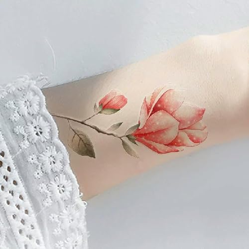 Temporäre Tattoos Aufkleber Falsche Tätowierung 2 Tattoo-Aufkleber Für Künstlerische Frauen, Magnolienblume, Wasserfest, Langlebig, Klein, Frisch Und Süß von GoDdis