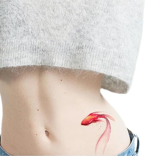 Temporäre Tattoos Aufkleber Falsche Tätowierung Rote Karpfen-Tattoo-Aufkleber Auf Dem Rücken, Schlüsselbein Und Knöchel, Langlebige Simulation Im Chinesischen Stil Für Männer Und Frauen von GoDdis