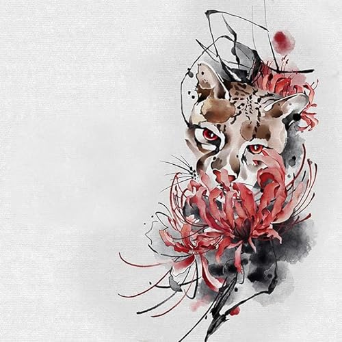 Temporäre Tattoos Aufkleber Falsche Tätowierung Tinte Ukiyo-E Geparden-Tattoo-Aufkleber Higanhua Für Männer Und Frauen, Wasserfest Und Langlebig Im Chinesischen Stil von GoDdis